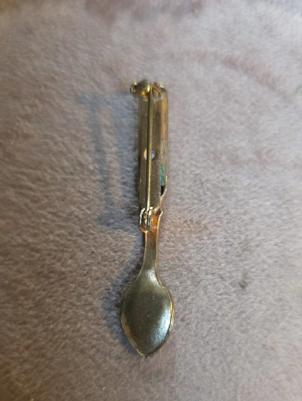 Vintage Gold Tone Miniature Spoon Brooch